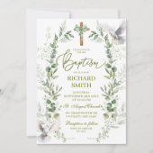 Coquette Greenery Taufe Einladung (Vorderseite)
