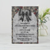 Coquette Halloween Dark Bow Einladung (Stehend Vorderseite)
