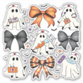 Coquette Halloween Ghost Nurse Klassischer T - Shi Aufkleber (Vorderseite)