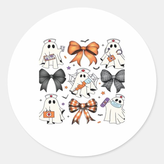 Coquette Halloween Ghost Nurse Klassischer T - Shi Runder Aufkleber (Vorderseite)