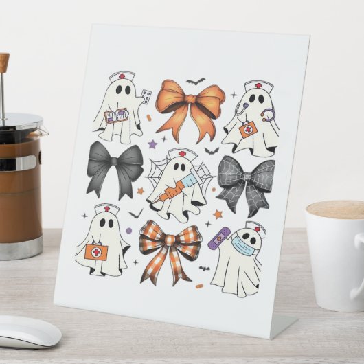 Coquette Halloween Ghost Nurse Klassischer T - Shi Sockelschild (In Situ)