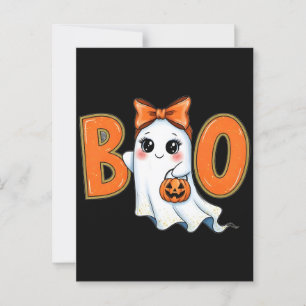 Coquette Halloween Girly Boo Ghost Ästhetik 2025 Postkarte