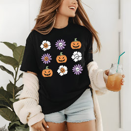 Coquette Halloween Pumpkins Blume Skulls Tri-Blend Shirt