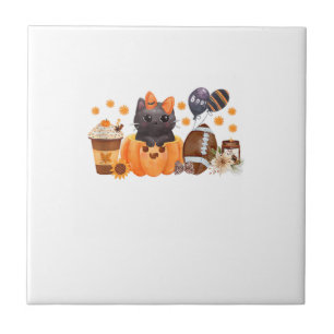 Coquette Halloween Süße Katze Kürbis Fußball Herbs Fliese