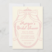 Coquette Hand Drawing Whimsical Bow Brautparty Einladung (Vorderseite)