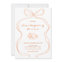 Coquette Hand Drawn Erntedank Abendessen Einladung