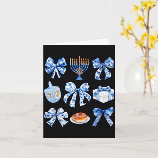 Coquette Hanukkah Bow Jewish Bow Menorah Bow Women Karte (Gelbe Blume)