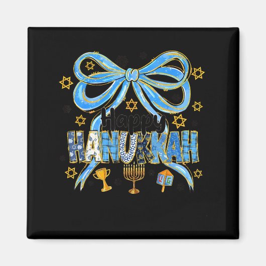 Coquette Hanukkah Bow Jewish Bow Menorah Bow Women Magnet (Vorne)