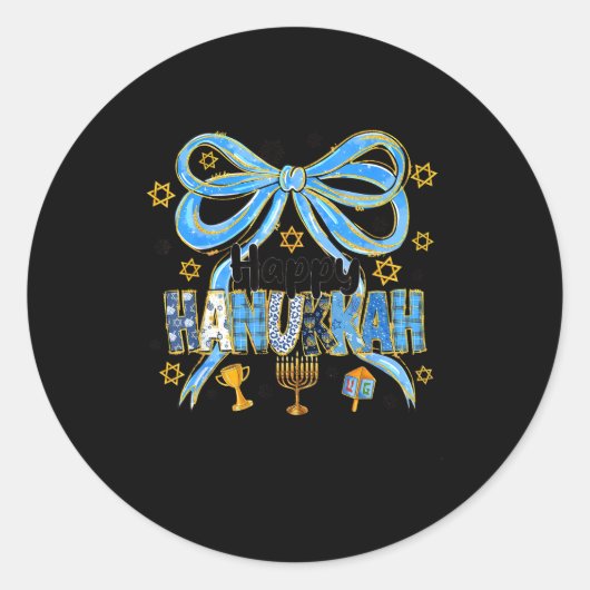 Coquette Hanukkah Bow Jewish Bow Menorah Bow Women Runder Aufkleber (Vorderseite)