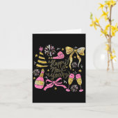 Coquette Happy New Year 2026 Champagne New Year's Karte (Gelbe Blume)