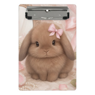 Coquette-Häschen rosa Schleife Mini-Clipboard Mini Klemmbrett