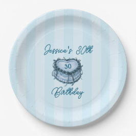 Coquette Heart Birthday Cake Paper Plate Pappteller