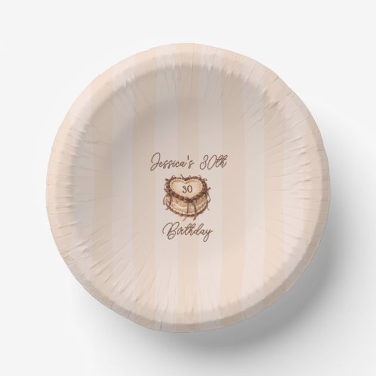 Coquette Heart Birthday Cake Paper Plate Pappteller (Vorderseite)