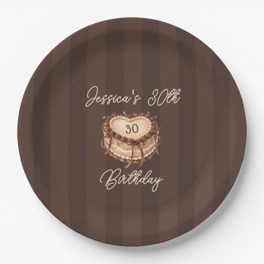 Coquette Heart Birthday Cake Paper Plate Pappteller (Vorderseite)