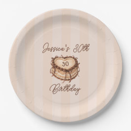 Coquette Heart Birthday Cake Paper Plate Pappteller