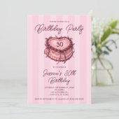 Coquette Heart Cake Birthday Einladung (Stehend Vorderseite)