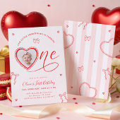 Coquette Heart First Birthday Invitation Einladung