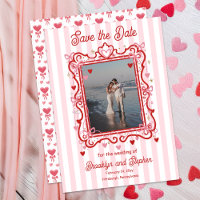 Coquette Hearts & Bows Hochzeit Save the Date