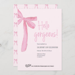 Coquette Hello Gorgeous Pink Bow Galentine's Day Einladung