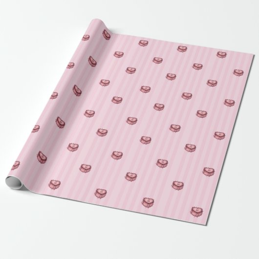 Coquette-Herz-Geburtstagskuchen Geschenkpapier (Ungerollt)