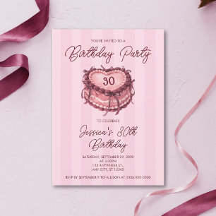 Coquette Herz Kuchen Geburtstag Einladung