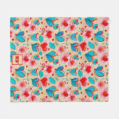 Coquette Herz und Blume Creme Monogramm Fleecedecke (Vorderseite (Horizontal))