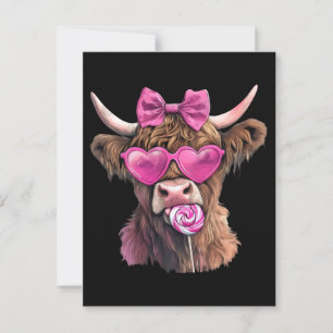 Coquette Highland Cow Bubblegum 2025 Postkarte