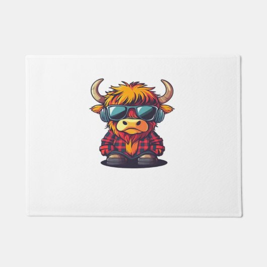 Coquette Highland Cow Bubblegum Tshirt Design, Hol Fußmatte (Vorderseite)