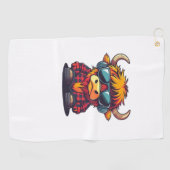 Coquette Highland Cow Bubblegum Tshirt Design, Hol Golfhandtuch (Horizontal)