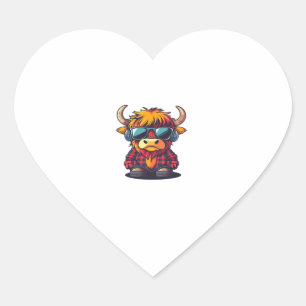 Coquette Highland Cow Bubblegum Tshirt Design, Hol Herz-Aufkleber