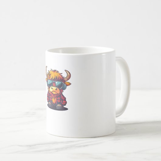 Coquette Highland Cow Bubblegum Tshirt Design, Hol Kaffeetasse (VorderseiteRechts)