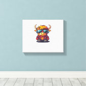 Coquette Highland Cow Bubblegum Tshirt Design, Hol Leinwanddruck (Insitu (Holzboden))