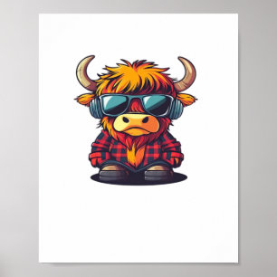 Coquette Highland Cow Bubblegum Tshirt Design, Hol Poster