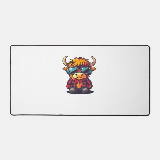Coquette Highland Cow Bubblegum Tshirt Design, Hol Schreibtischunterlage (Vorderseite)