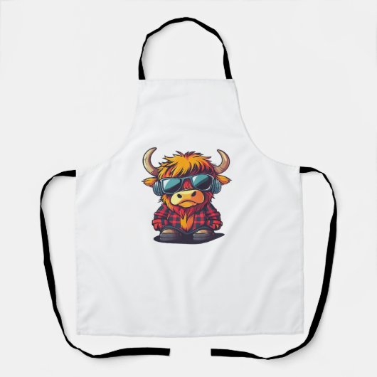 Coquette Highland Cow Bubblegum Tshirt Design, Hol Schürze (Vorderseite)