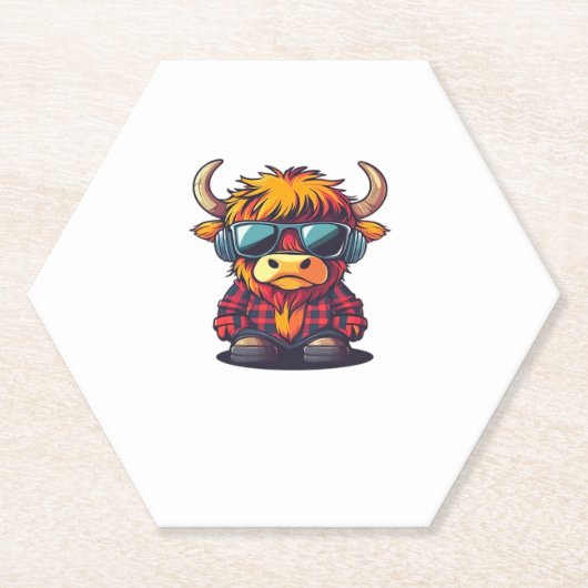 Coquette Highland Cow Bubblegum Tshirt Design, Hol Untersetzer (Vorderseite)