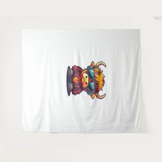 Coquette Highland Cow Bubblegum Tshirt Design, Hol Wandteppich (Vorderseite (Horizontal))