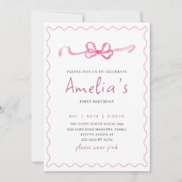 Coquette Invitation for Birthday Girl Bow Party  Einladung