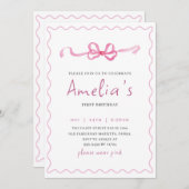 Coquette Invitation for Birthday Girl Bow Party Einladung (Vorne/Hinten)