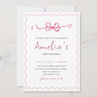 Coquette Invitation for Birthday Girl Bow Party Einladung