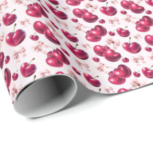 Coquette-Kirschmuster Rosa Schleife Ästhetik Geschenkpapier