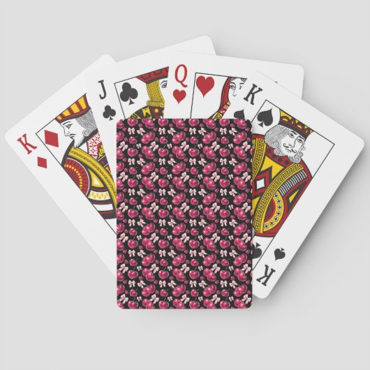 Coquette-Kirschmuster Rosa Schleife Ästhetik Spielkarten (Rückseite)