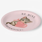 Coquette Kitty Vintage Be Mine Valentinstag Pappteller (Schrägansicht)