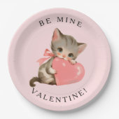 Coquette Kitty Vintage Be Mine Valentinstag Pappteller (Vorderseite)