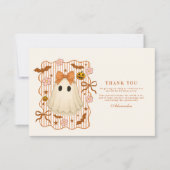 Coquette Lace Ghost Halloween 1st Birthday Dankeskarte (Vorderseite)