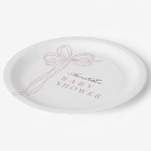 Coquette Lange rosa Schleife Band Mädchen Baby Sho Pappteller (Schrägansicht)