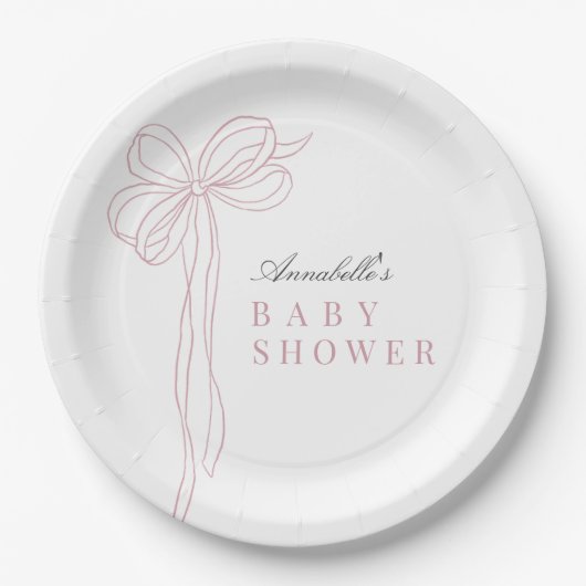 Coquette Lange rosa Schleife Band Mädchen Baby Sho Pappteller (Vorderseite)