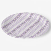 Coquette Lavender Scallop Floral Stripe Pappteller (Schrägansicht)