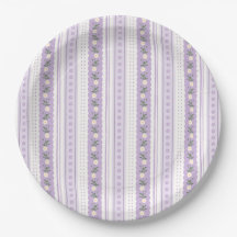 Coquette Lavender Scallop Floral Stripe
