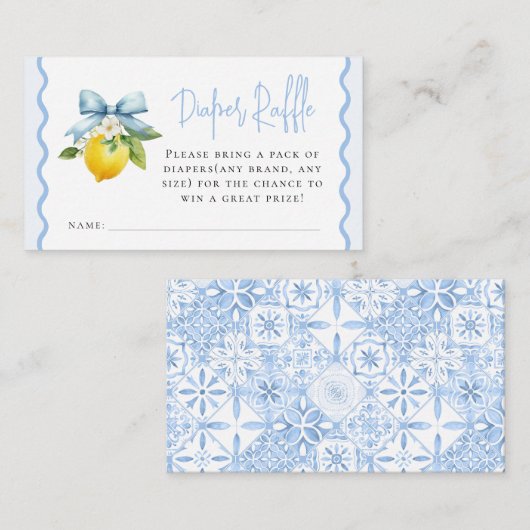 Coquette Lemon Baby Dusche Wavy Diaper Raffel Begleitkarte (Vorne/Hinten)